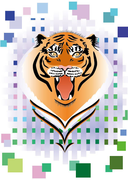 Tiger Head Squares Background