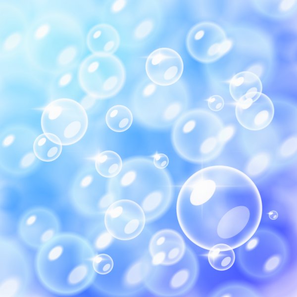 Fondo de burbujas azules transparentes
