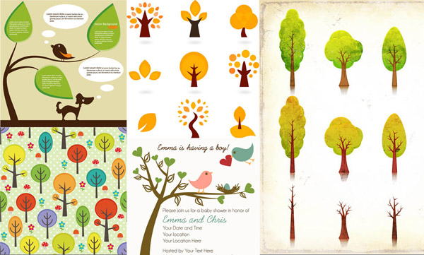 tema de árvores e folhas da criatividade