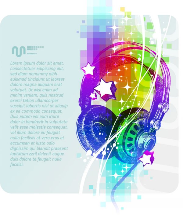 ilustração de fone de ouvido colorido de tendências