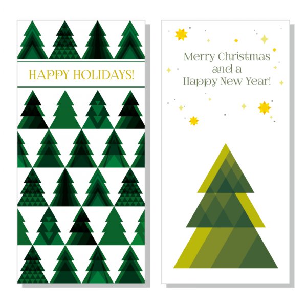 cartões de árvore de Natal triangular