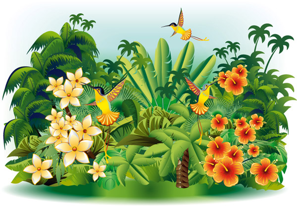 illustrator paesaggio tropicale