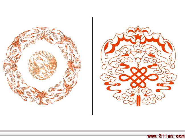2 つの伝統的な紙カット デザイン