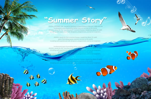 Underwater Theme Backgrounds Psd Material