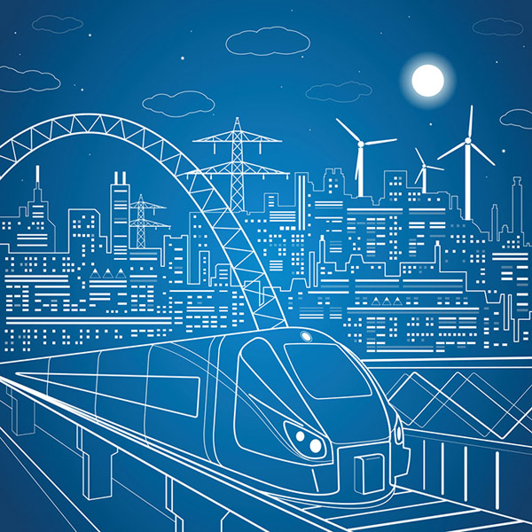 Иллюстрация городских железнодорожных