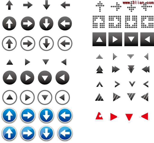 مجموعة متنوعة من المواد رمز السهم