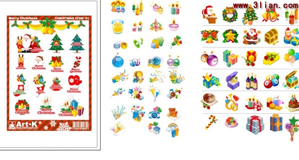 Variety Of Christmas Icons Material