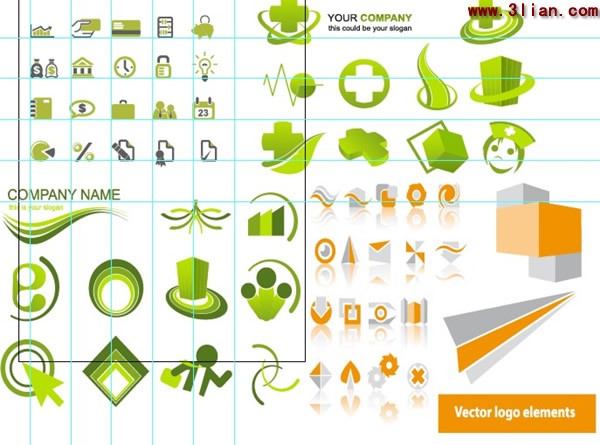 varietà di materiale icona verde