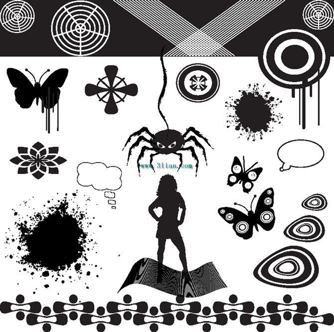 Variety Of Icons In Black And White Material