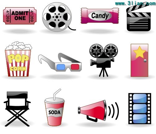 variedad de material película de la serie de iconos