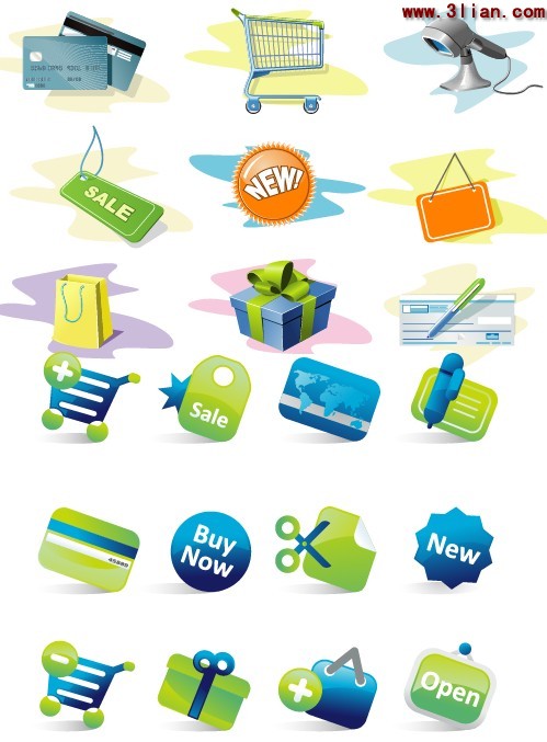 variedade de ícones de negócios de compras