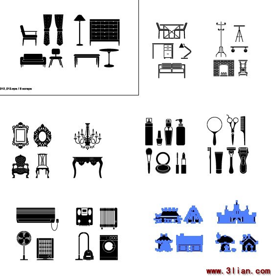 Various Household Items Sketch Material