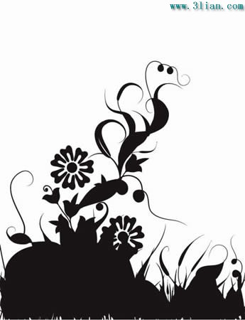 flor de vetor preto e branco