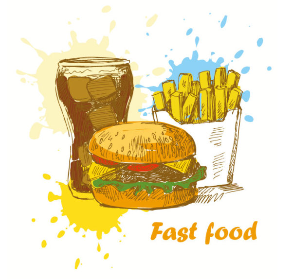 Vektorzeichnungen Burger Fastfood