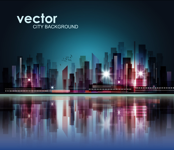 vektor city pada waktu malam