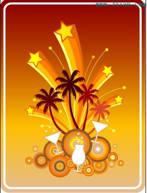 Vector Coconut Tree Pattern Background