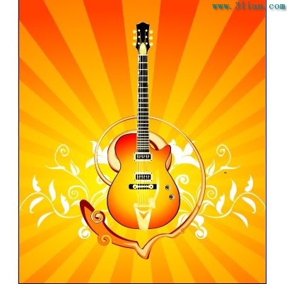 Vector Guitar With Beautiful Background