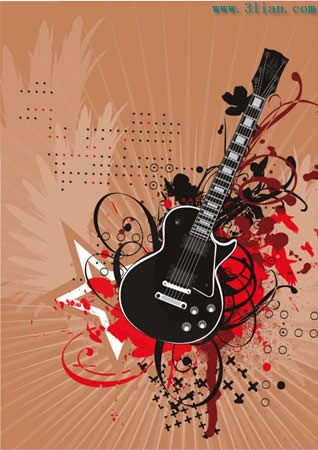 Vector Guitar With Beautiful Patterns