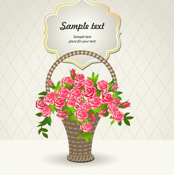 Vector Rose Flower Basket
