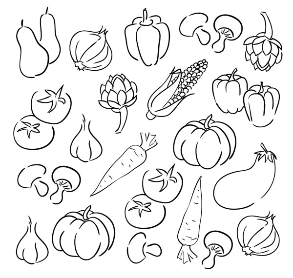 野菜の手描きのデザイン