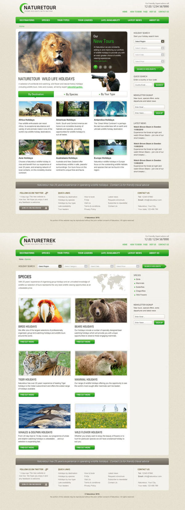 동물의 세계 웹 템플릿 psd의 버전 계층화 된 자료