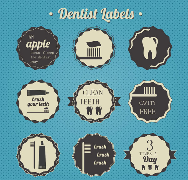 Etiquetas de cuidado dental Vintage