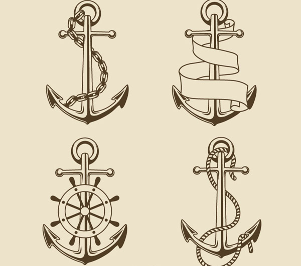 Vintage Hand Painted Anchors