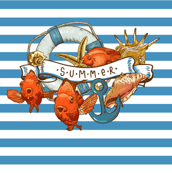 illustrazione di marine di estate dell'annata