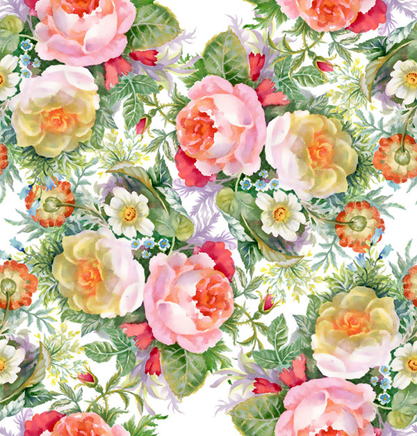 Acuarela floral fondo transparente
