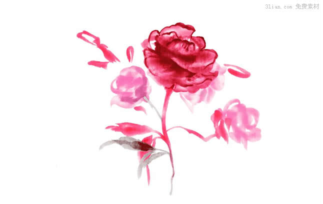 Watercolor Roses Psd Material