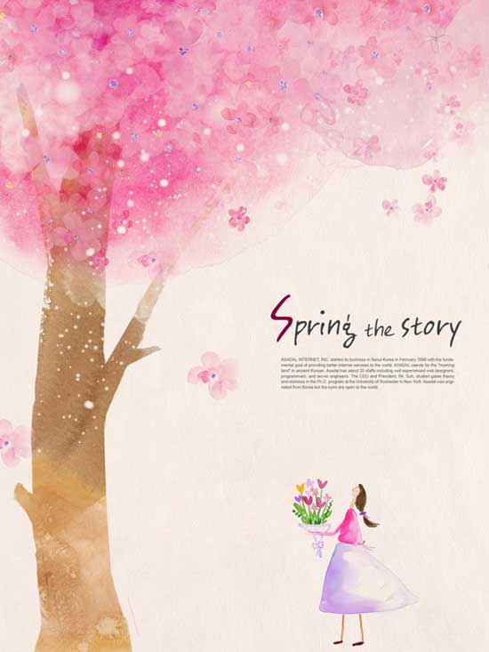 Watercolor Spring Story Psd Material