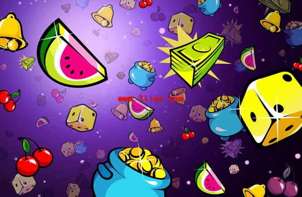 Watermelon Money Dice A Bell Background
