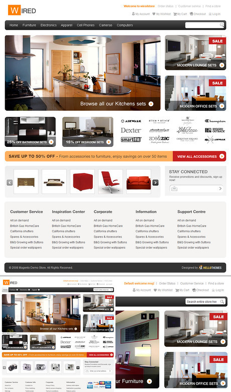 conception de l’interface Web du psd modèles meubles en couches de matériel