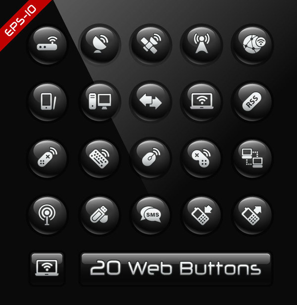 icônes de boutons de page Web