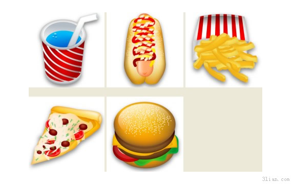 ícones de fast-food de estilo ocidental