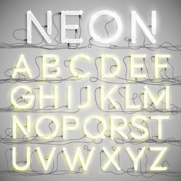 letras de néon branco