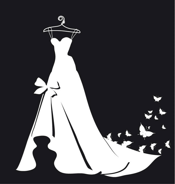 silhueta de vestido de noiva branco