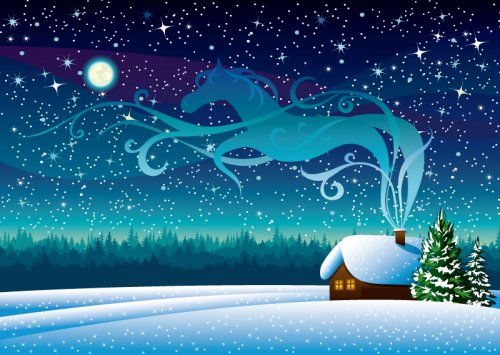 deserto em uma ilustração dos desenhos animados de noite de neve
