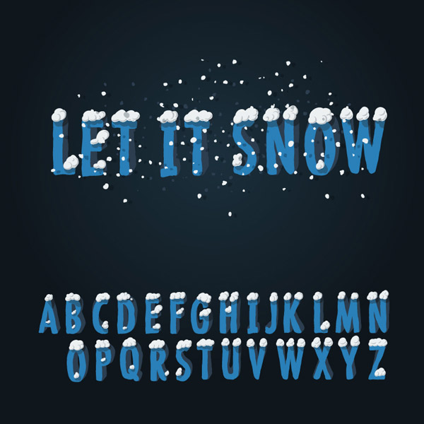 alfabeto de estilo de inverno