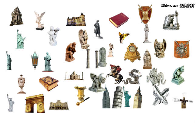material de psd de esculturas famosas de mundo
