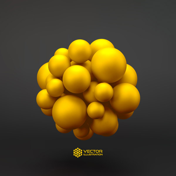 Yellow Three Dimensional Molecule Ball