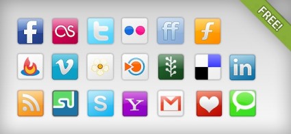 20 ícones de rede social livre