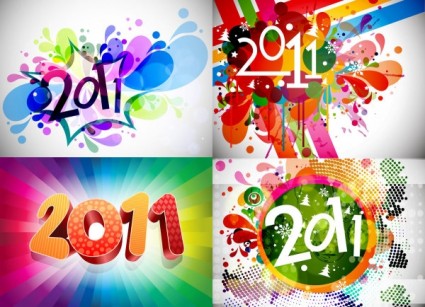 2011 밝은 다채로운 배경 패턴 벡터