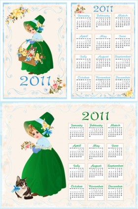 2011 calendario template vettoriale