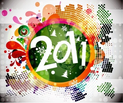 2011 新年花背景ベクトル グラフィック
