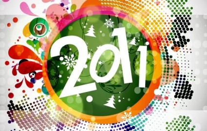 gráfico de vetor de backgound floral de ano novo de 2011