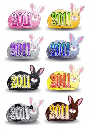 2011 兔子圖案向量