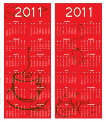 2011 ベクトルカレンダー