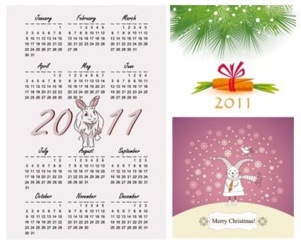 calendário de ilustração de vetores de 2011 ano do coelho