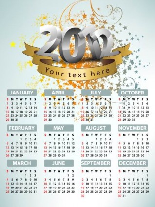 2012 日历设计矢量模板